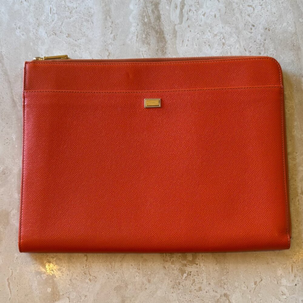 NEW Dolce & Gabbana Orange Logo Details Clutch